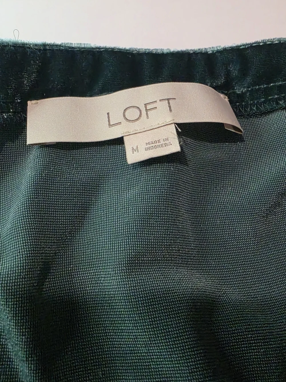 LOFT Emerald Velvet Fairycore Puff-Sleeve V-Neck Top